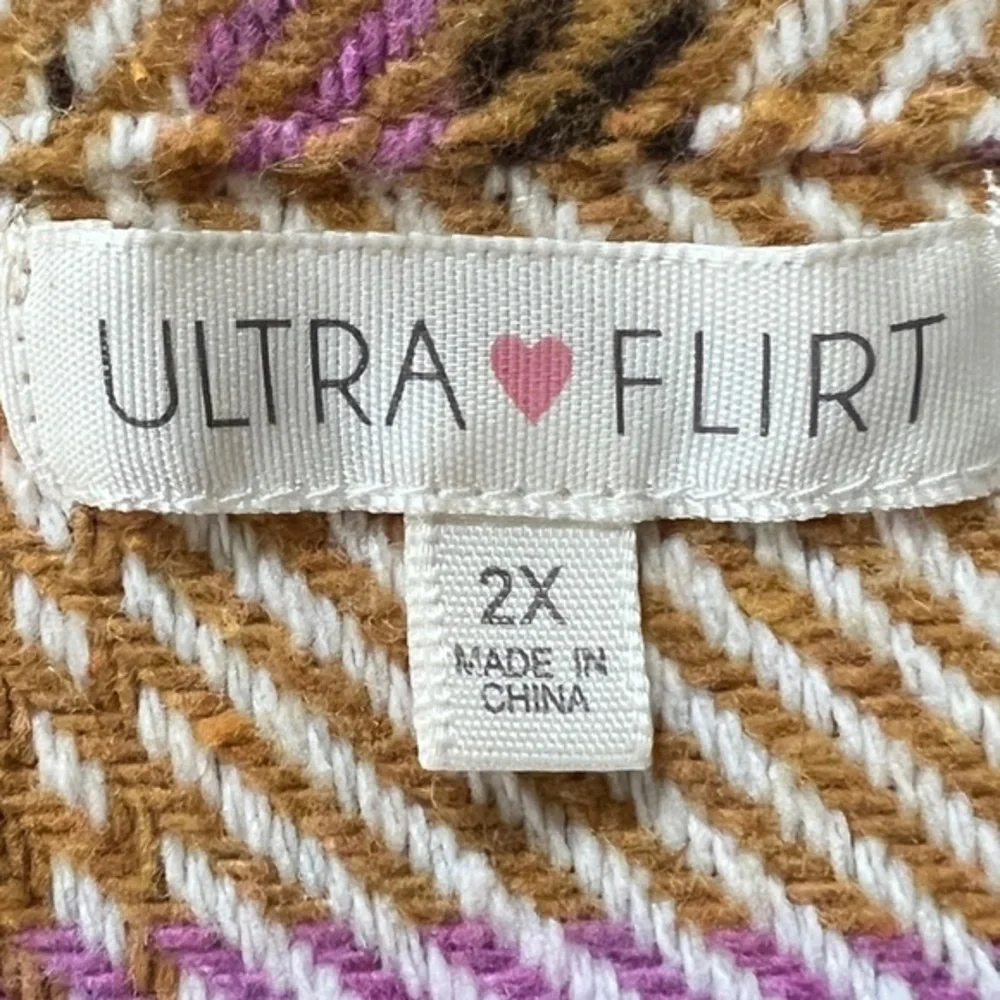 Ultra Flirt Women's Plaid Check Casual‎ Shirt Jacket Shacket Sz. 2X